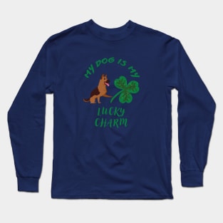 My Dog Is My Lucky Charm (German Shepherd Saint Patrick's Day Theme) Long Sleeve T-Shirt